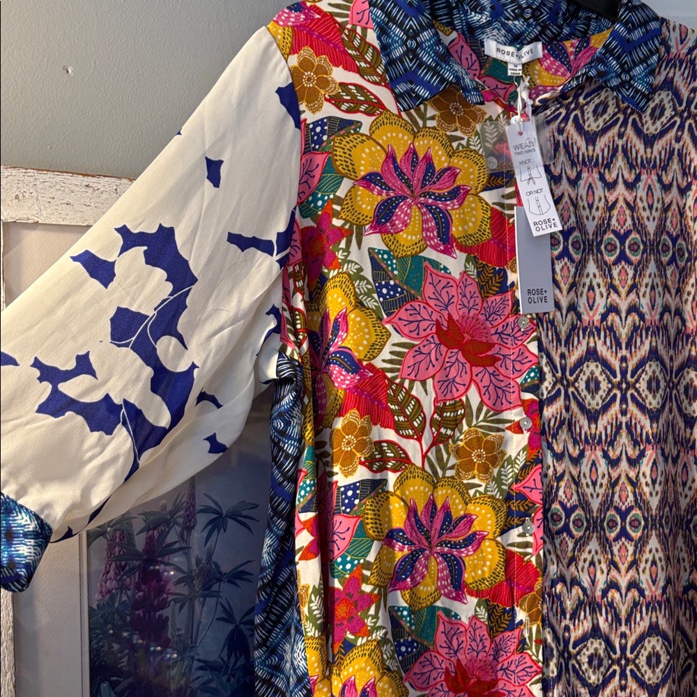 Rose & Olive 1X wear 2 ways button down gorgeous top! NWT! - Picture 7 of 8